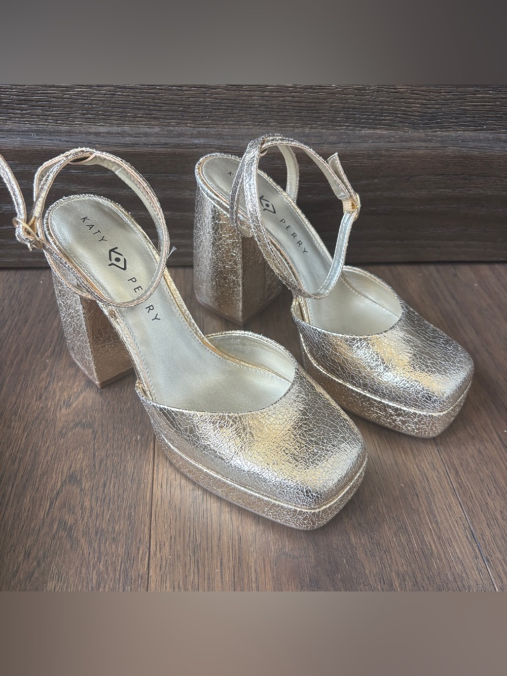 Katy Perry Women's Uplift Ankle Strap Platform Square Toe Heels Shoes Size 9.5